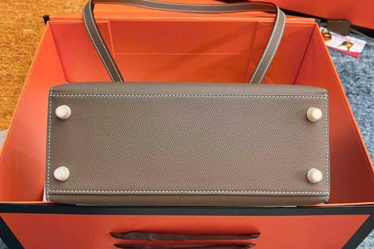 Túi Hermes Kelly 25 Etoupe Epsom GHW Nâu Da Nhập Khâu Tay