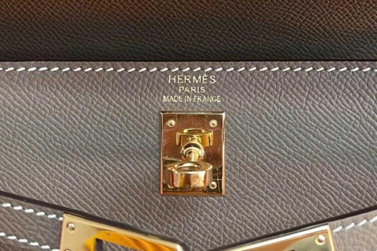 Túi Hermes Kelly 25 Etoupe Epsom GHW Nâu Da Nhập Khâu Tay