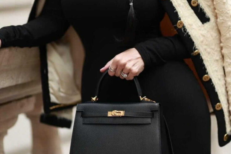 Túi Hermes Kelly 25 Noir Black Epsom GHW Màu Đen Da Nhập Khâu Tay