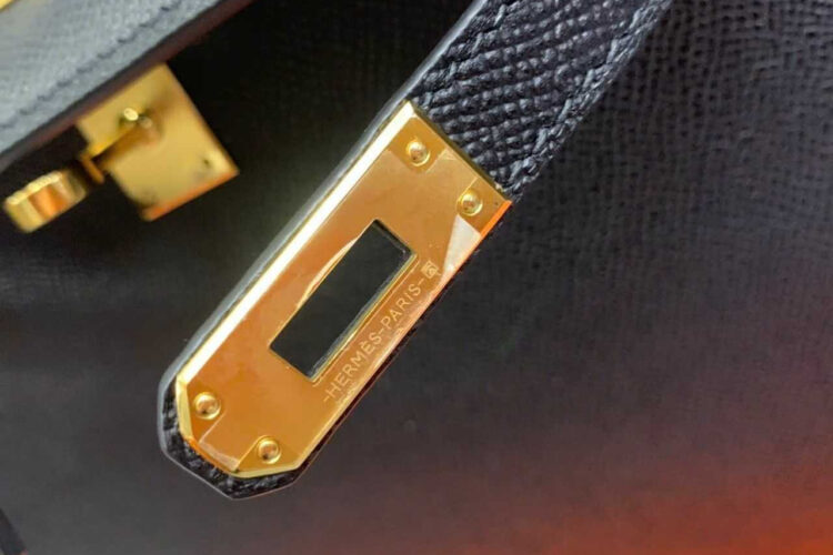 Túi Hermes Kelly 25 Noir Black Epsom GHW Màu Đen Da Nhập Khâu Tay