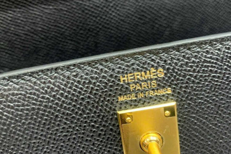 Túi Hermes Kelly 25 Noir Black Epsom GHW Màu Đen Da Nhập Khâu Tay