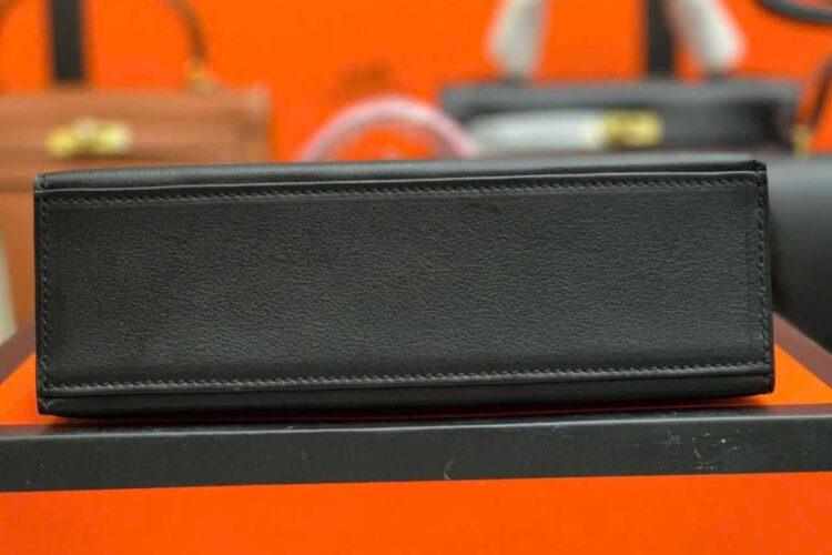 Túi Hermes Kelly Pochette 22 Noir Black Swift GHW đen Khâu Tay