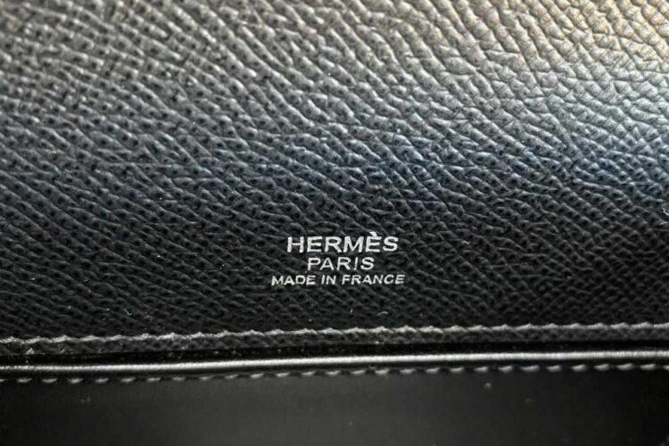 Túi Hermes Kelly Pochette 22 Noir Epsom PHW Đen Khâu Tay