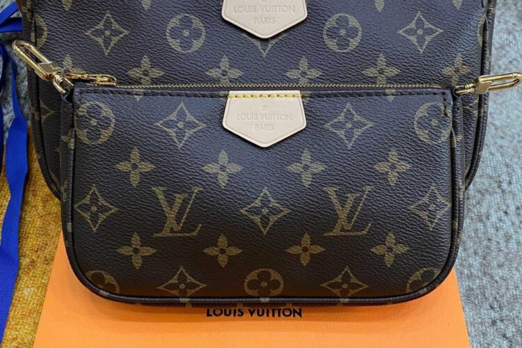Túi LV Multi Pochette Monogram Pink M44840 Nâu Dây Hồng