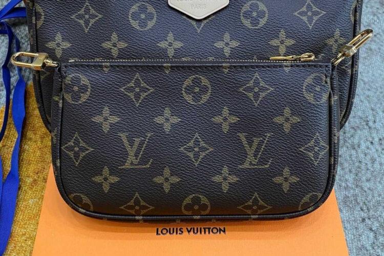 Túi LV Multi Pochette Monogram Pink M44840 Nâu Dây Hồng