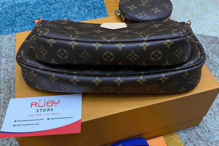 Túi LV Multi Pochette Monogram Pink M44840 Nâu Dây Hồng