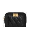 Ví CN Boy Zip Coin Purse Black Lambskin GHW Màu Đen