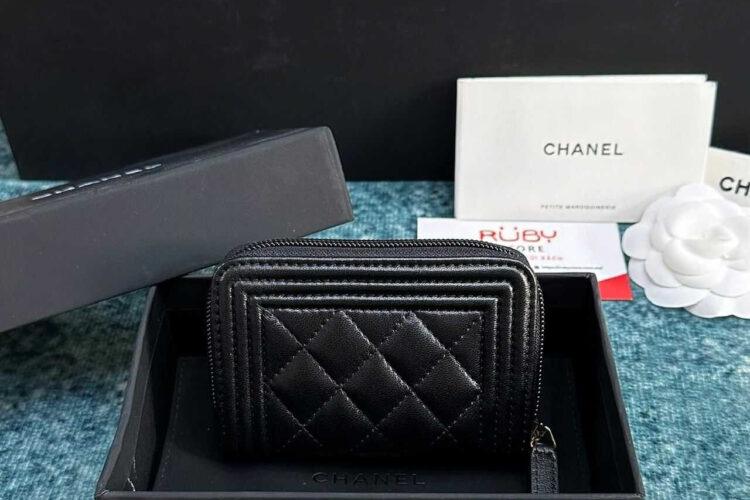 Ví CN Boy Zip Coin Purse Black Lambskin GHW Màu đen