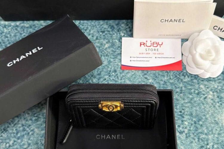 Ví CN Boy Zip Coin Purse Black Lambskin GHW Màu đen