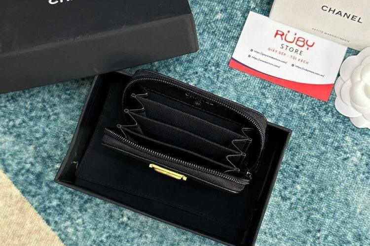 Ví CN Boy Zip Coin Purse Black Lambskin GHW Màu đen