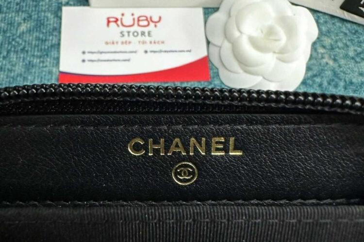 Ví CN Boy Zip Coin Purse Black Lambskin GHW Màu đen