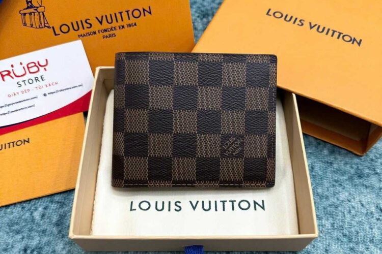 Ví LV Multiple Wallet N60895 Damier Ebene Nâu đen