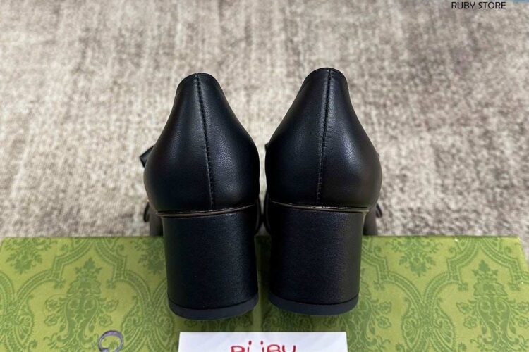 Giày Cao Gót Gucci Mid Pumps Black Gold Đen Vàng Best Sale (Size 37)