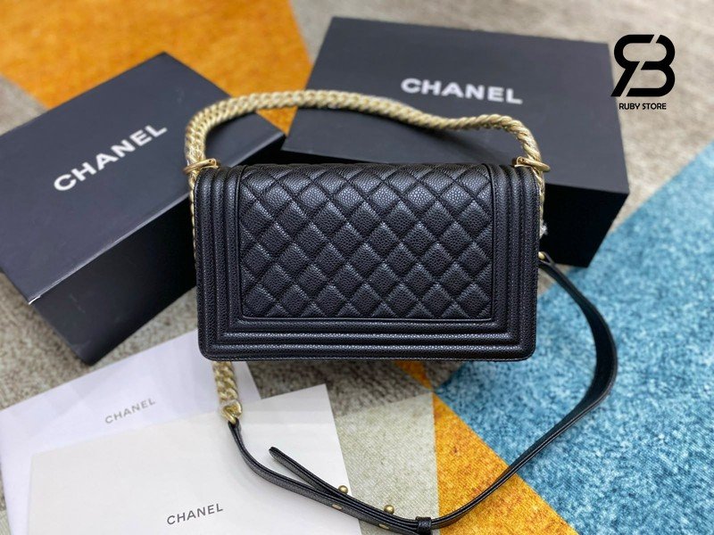 Túi CN Le Boy Medium Black Caviar GHW 25CM Màu Đen Siêu Cấp Sale