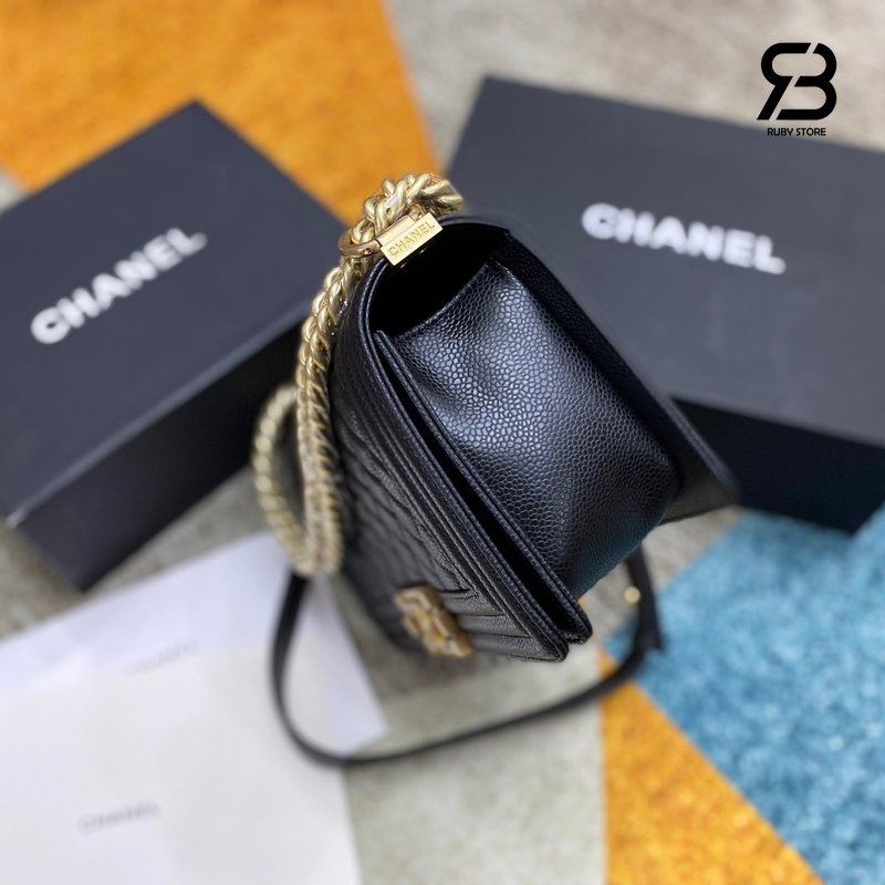 Túi CN Le Boy Medium Black Caviar GHW 25CM Màu Đen Siêu Cấp Sale