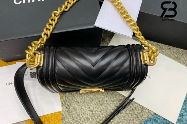 Túi CN Le Boy Small Black Lambskin Chevron GHW 20.5CM Màu Đen Siêu Cấp Sale
