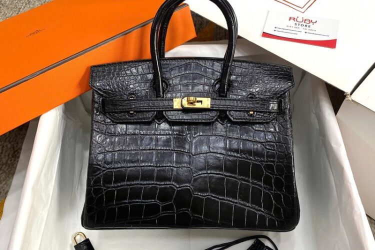 Túi Hermes Birkin 25 Black Noir Crocodile GHW Màu Đen Best Sale