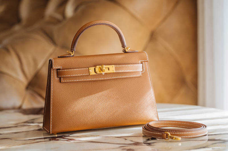 Túi Hermes Mini Kelly II 20 Brown Gold Epsom GHW