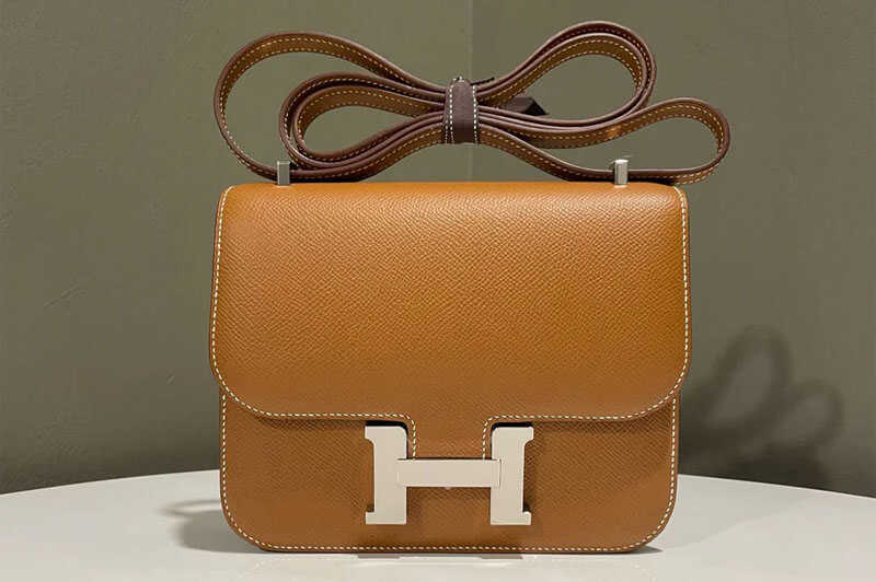 Túi HM Constance Mini 18 Gold Epsom PHW nâu