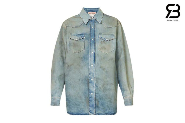 Áo Acne Studios Karty Distressed Relaxed-Fit Denim Shirt