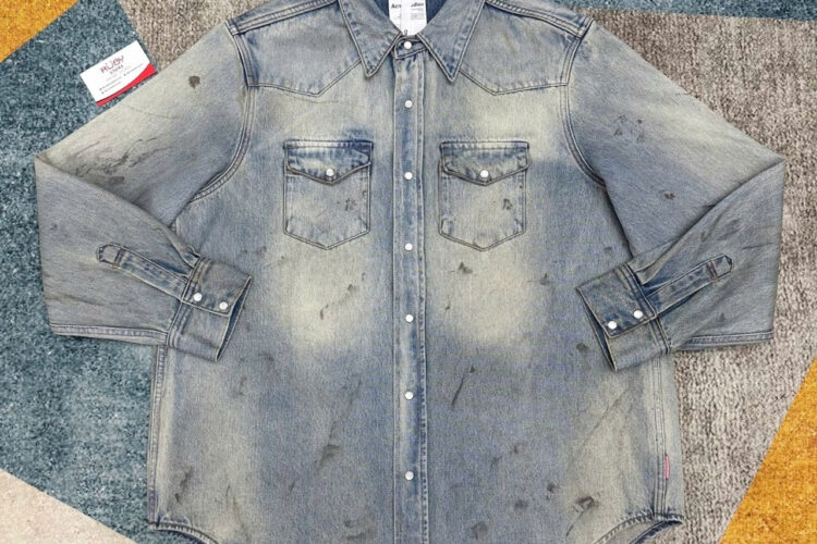 Áo Acne Studios Karty Distressed Relaxed-Fit Denim Shirt