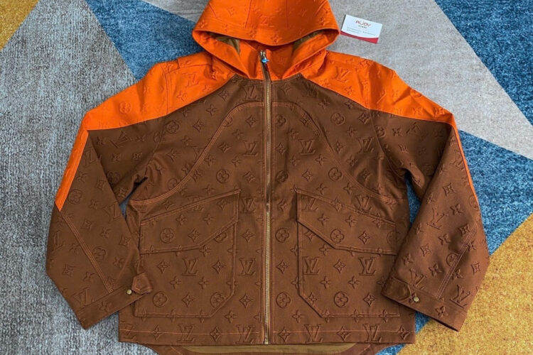 Áo Khoác LV Monogram Hooded Denim Jacket Nâu Cam