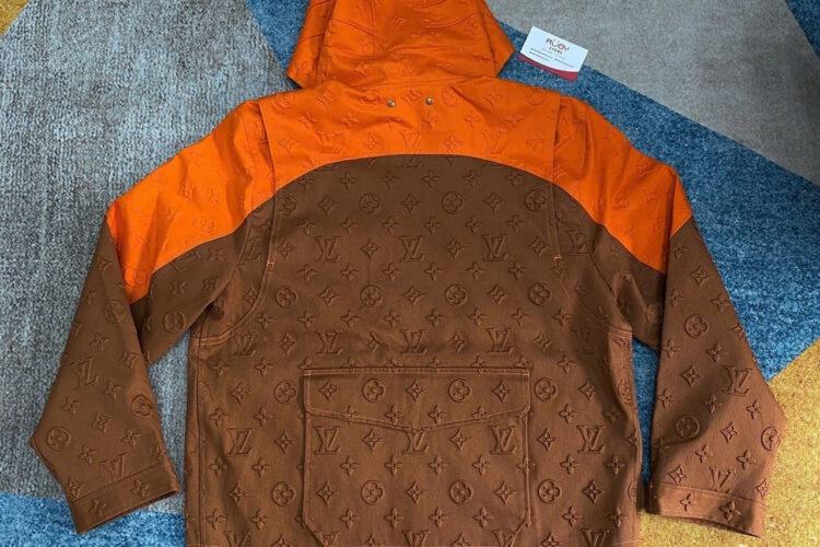 Áo Khoác LV Monogram Hooded Denim Jacket Nâu Cam