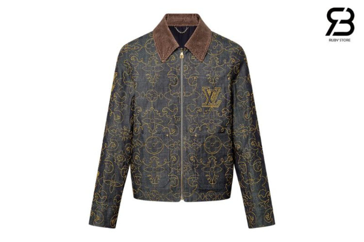 Áo LV Embroidered Denim Workwear Jacket