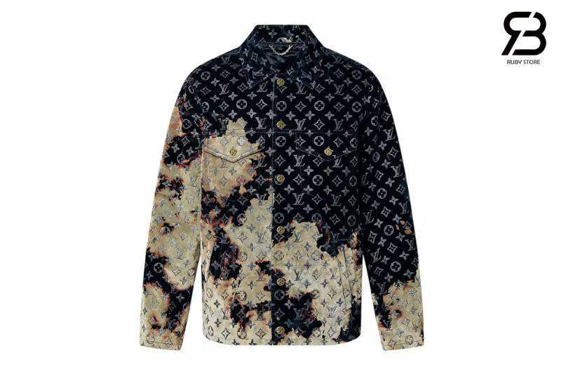 Áo LV Monogram Bleached Denim Jacket Xanh Dương