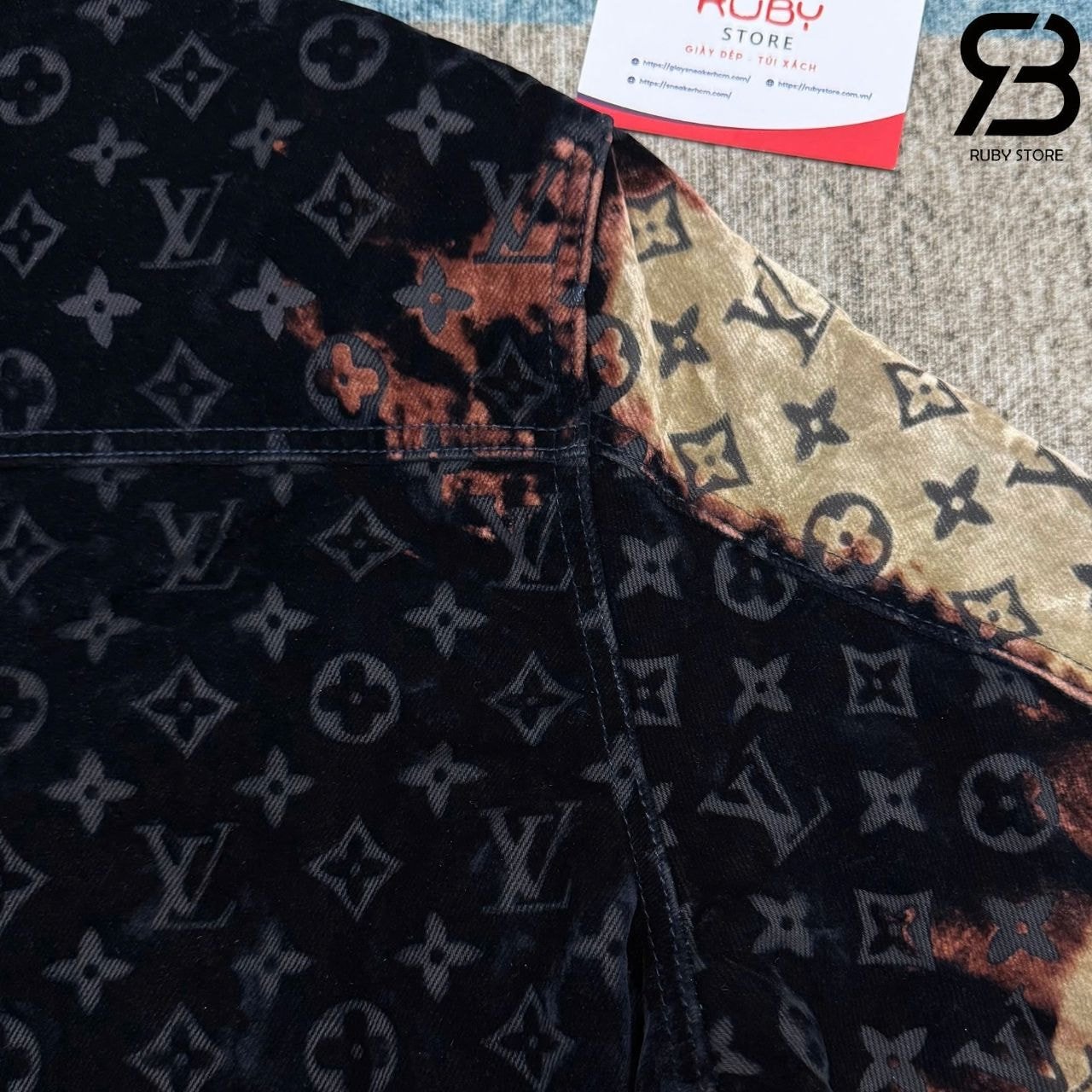 Áo LV Monogram Bleached Denim Jacket Xanh Dương
