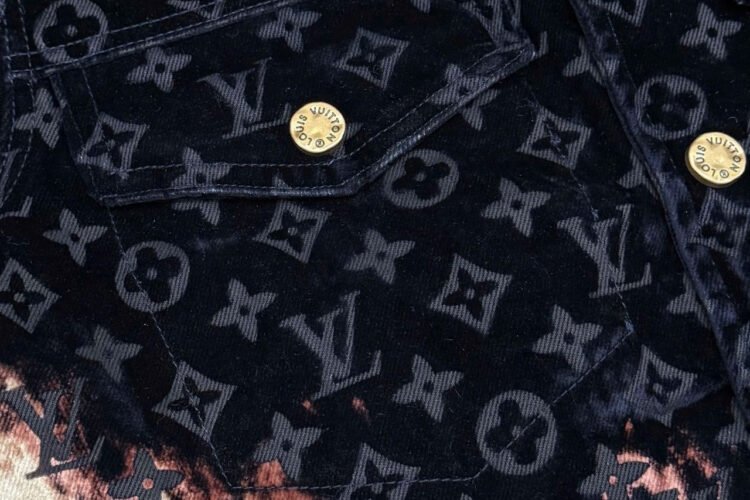 Áo LV Monogram Bleached Denim Jacket Xanh Dương