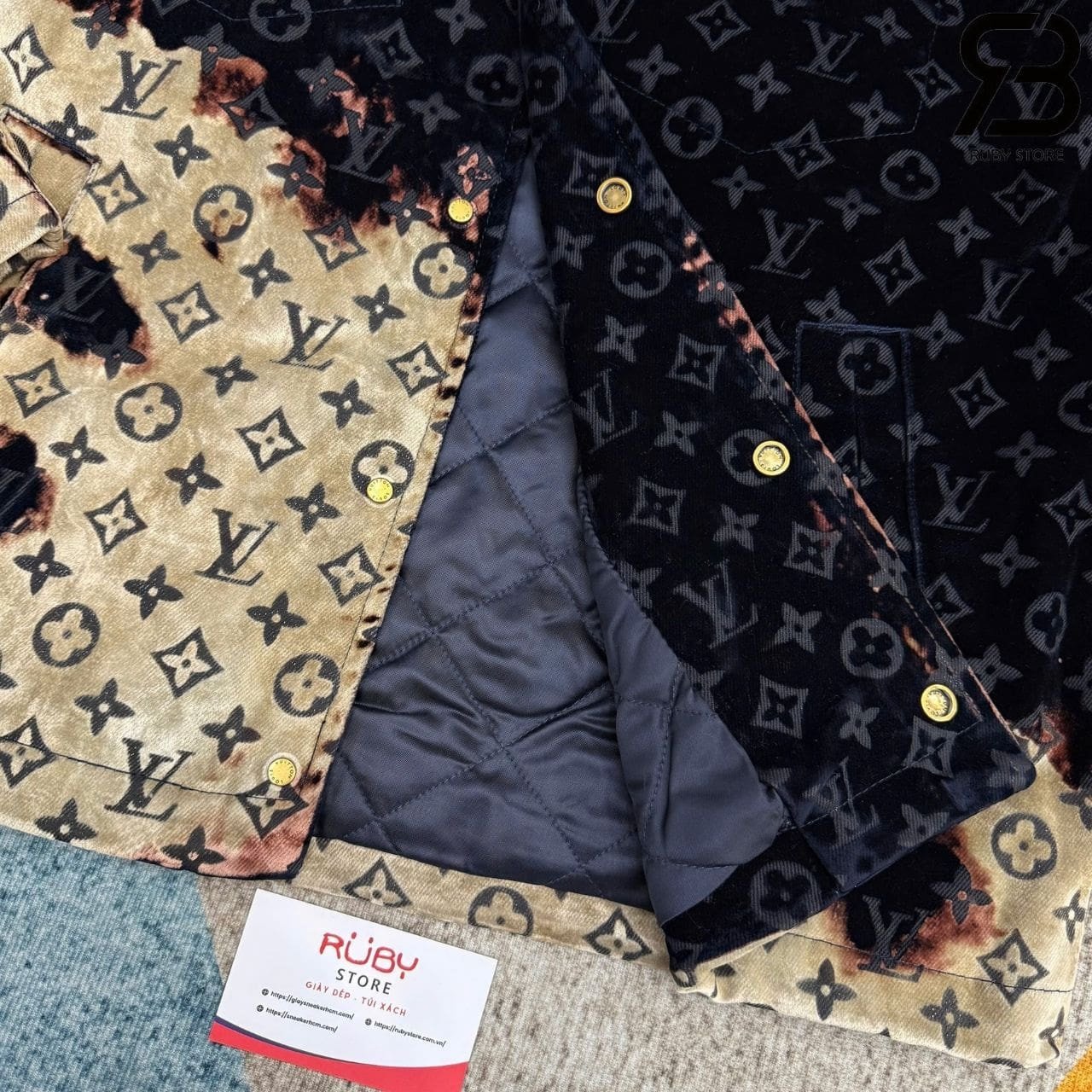 Áo LV Monogram Bleached Denim Jacket Xanh Dương