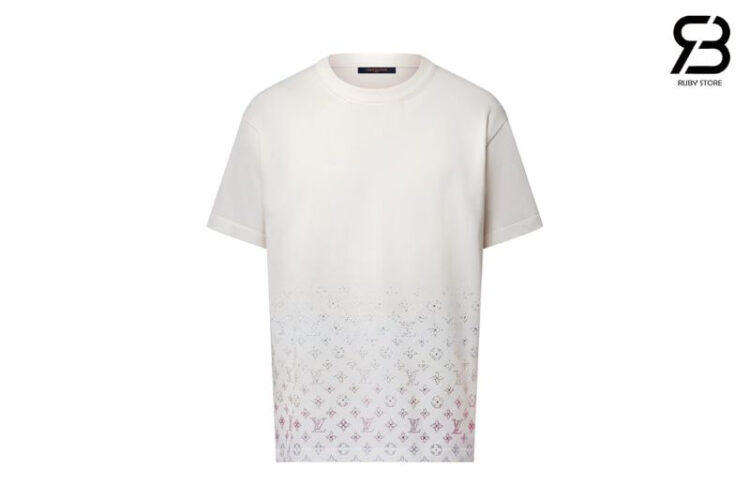 Áo LV Monogram Gradient Embellished Short-Sleeved Crewneck