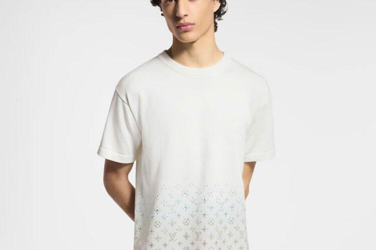 Áo LV Monogram Gradient Embellished Short-Sleeved Crewneck