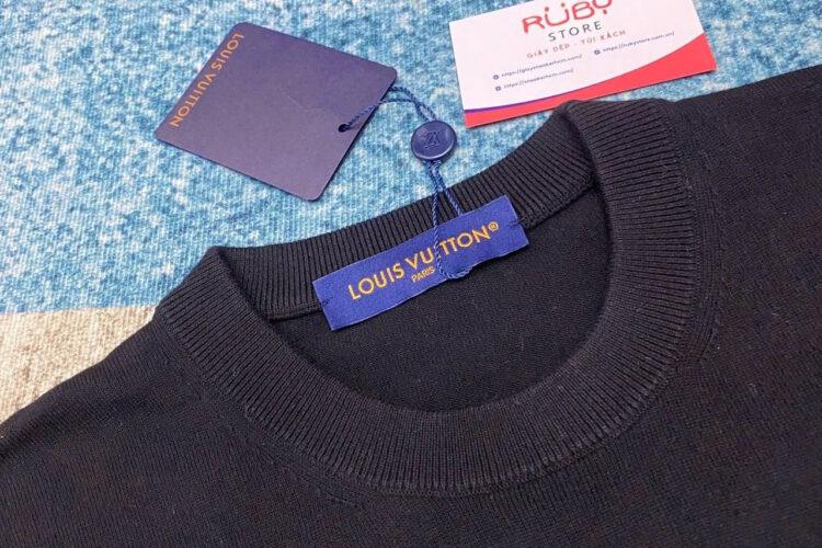 Áo LV Monogram Gradient Embellished Short-Sleeved Crewneck Black