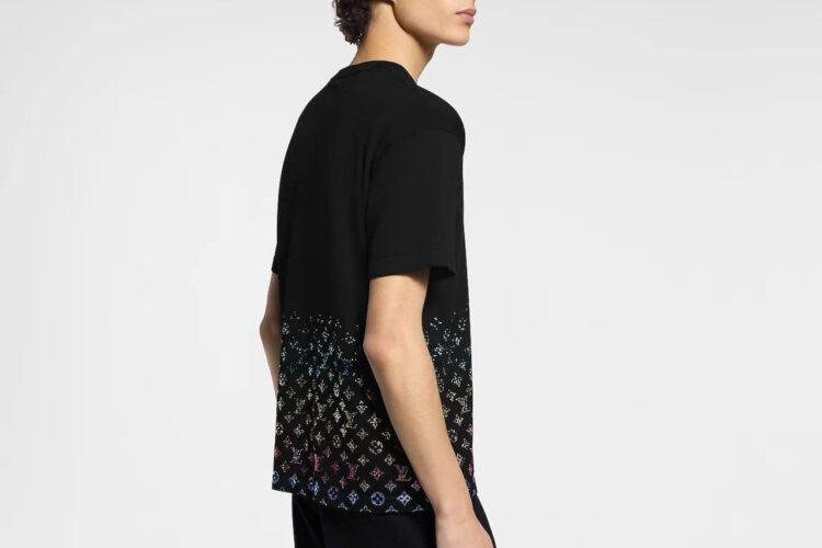 Áo LV Monogram Gradient Embellished Short-Sleeved Crewneck Black