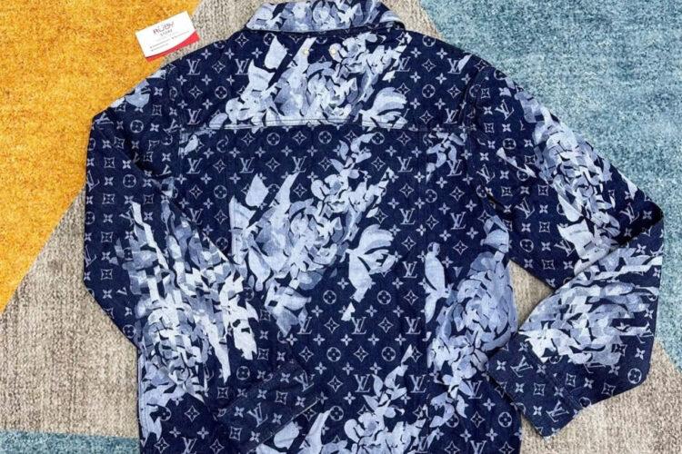 Áo LV × Virgil Abloh Tapestry Monogram Denim Jacket Blue