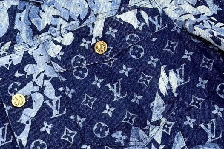 Áo LV × Virgil Abloh Tapestry Monogram Denim Jacket Blue