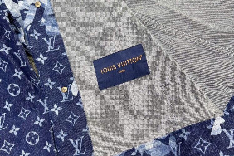 Áo LV × Virgil Abloh Tapestry Monogram Denim Jacket Blue
