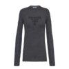 Áo Len Prada Logo-Intarsia Wool Jumper Grey Màu Xám