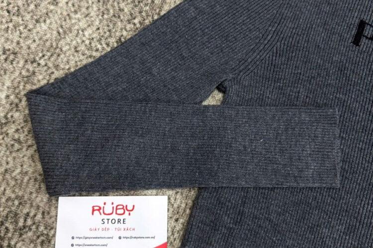 Áo Len Prada Logo-Intarsia Wool Jumper Grey Màu Xám