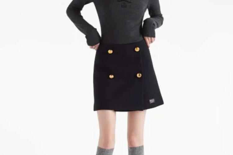 Áo Len Prada Logo-Intarsia Wool Jumper Grey Màu Xám