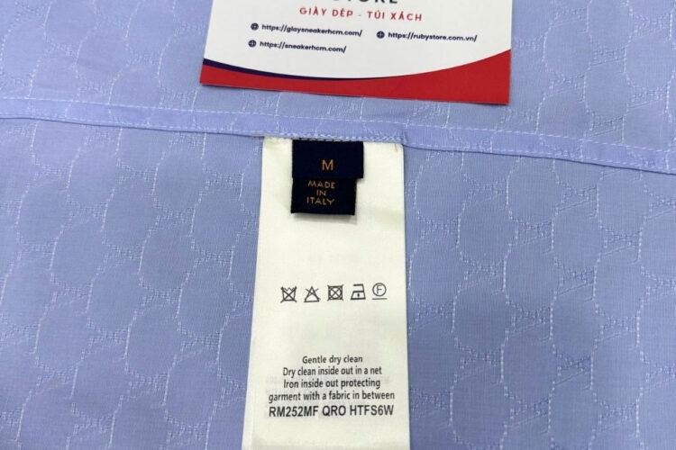 Áo Sơ Mi LV Classic Shirt Fishnet Sky Blue Xanh Dương
