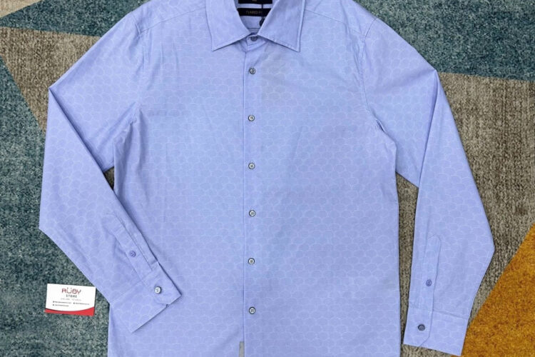 Áo Sơ Mi LV Classic Shirt Fishnet Sky Blue Xanh Dương
