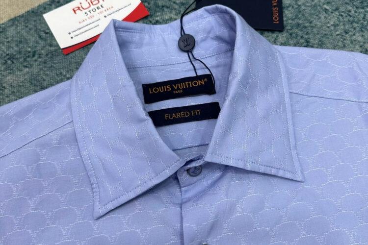 Áo Sơ Mi LV Classic Shirt Fishnet Sky Blue Xanh Dương