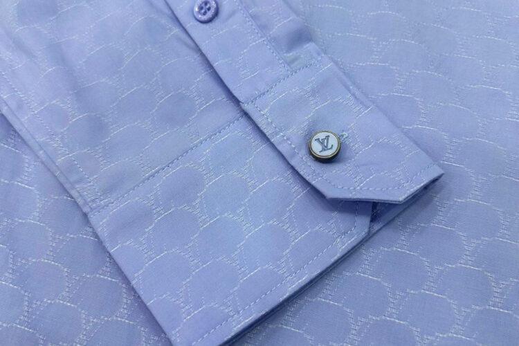 Áo Sơ Mi LV Classic Shirt Fishnet Sky Blue Xanh Dương