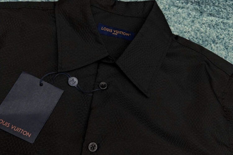 Áo Sơ Mi LV Jacquard Damier Long-Sleeved Silk Shirt Màu đen
