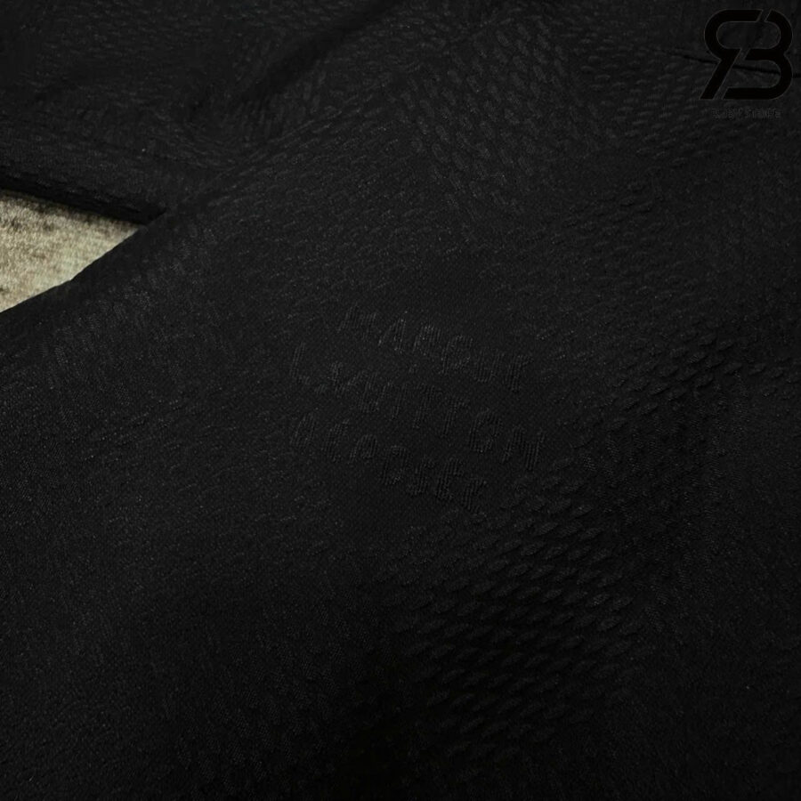 Áo Sơ Mi LV Jacquard Damier Long-Sleeved Silk Shirt Màu đen