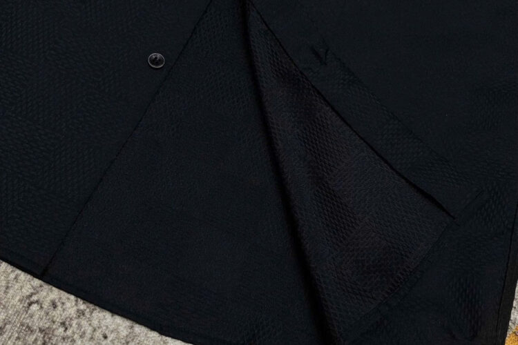 Áo Sơ Mi LV Jacquard Damier Long-Sleeved Silk Shirt Màu đen