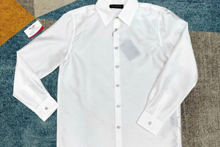 Áo Sơ Mi LV Jacquard Damier Long-Sleeved Silk Shirt Màu đen